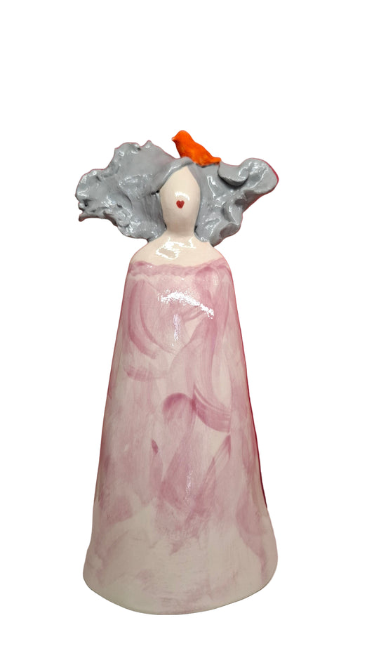 Bambola in ceramica porta fiore